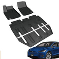 3D MAXpider 2017-2020 Tesla Model X Folding 7-Seats Kagu 1st & 2nd & 3rd Row Floormats - Black