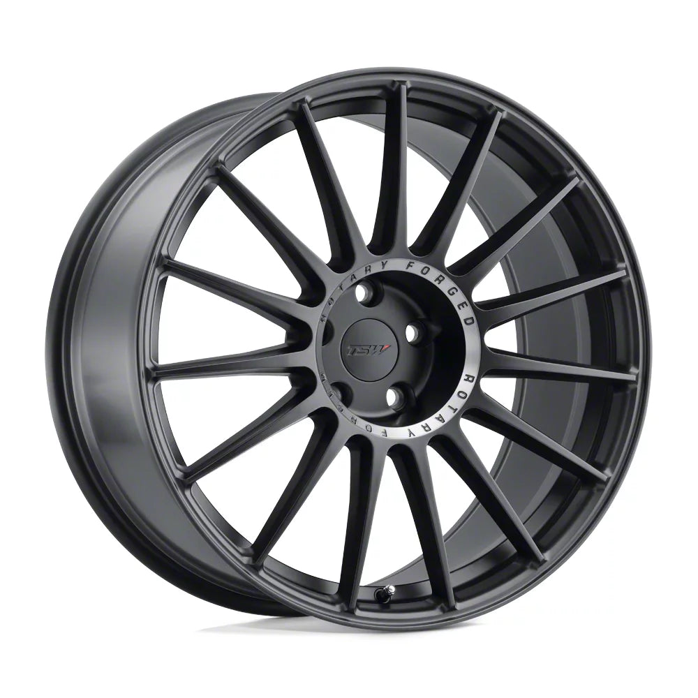 ~(27 lbs. 21X21X11)~ TSW PADDOCK 19x9.5 5/120 ET39 CB76.1 SEMI GLOSS BLACK W/MACHINED TINTED RING