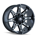~(38 lbs. 20X20X10)~ RAMPAGE (8090) BLACK/MILLED SPOKES 18X9 8-180 -12MM 124.1MM