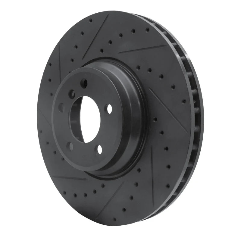 R1 2007-2008 BMW ALPINA B7 Front Left Drilled & Slotted Black Brake Rotor