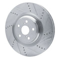 R1 10-17 Lexus LS460 Right Front Drilled & Slotted Silver Brake Rotor