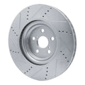 R1 10-17 Lexus LS460 Right Front Drilled & Slotted Silver Brake Rotor