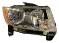 Right Halogen Headlight Assembly for 11-17 Jeep MK Compass w/ Chrome Bezels Crown Automotive