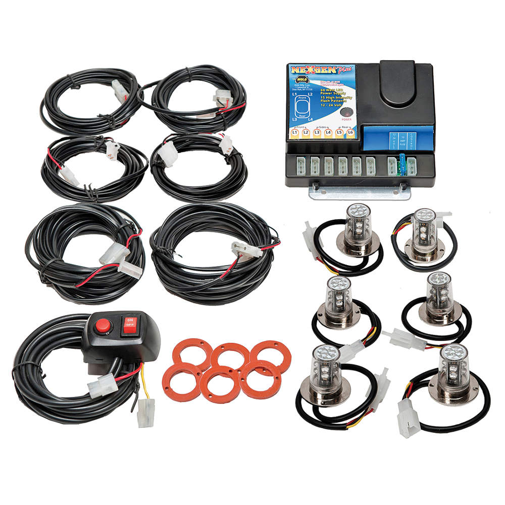 NEXGEN PLUSLED HIDE AWAY (6)OUTLET POWER SUPPLY 60WATT (4)CLEAR & (2)BLUE LED HEADS 1224V