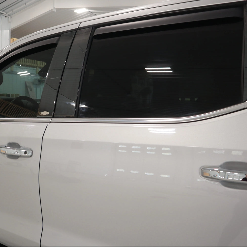 Putco 19-20 Chevy Silv Dbl/Crew Cab - Bow Tie Etching (Black Platinum) Black Platinum Pillar Posts