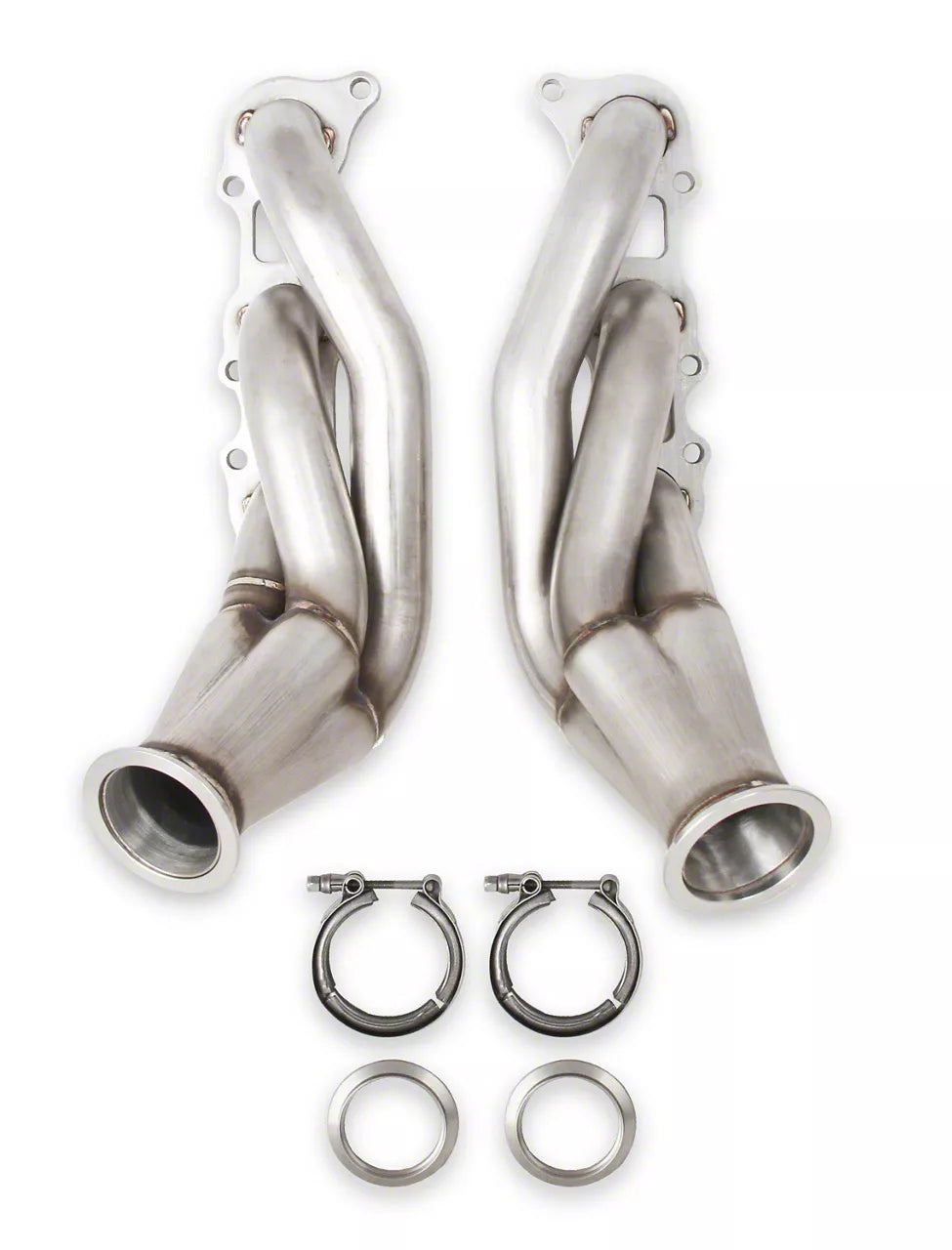 Universal Coyote Turbo Headers Natural 304 Stainless Steel 2011-Present Ford Coyote 5.0L (Forward And Down Facing) Primary Tube Diameter 1-5/8 Inch Collector Diameter 2.5 Inch FlowTech