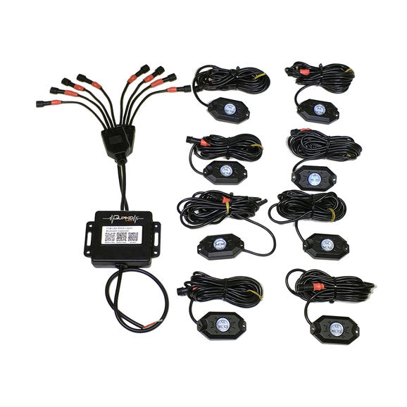 ~(4 lbs. 14X5X5)~ 8 Piece RGB Accent Rock Lights (Controller Not Included) Quad Lock