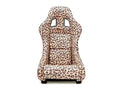 NRG FRP Bucket Seat PRISMA SAVAGE Edition White Pearlized Back Cheetah Leopard Print - Medium