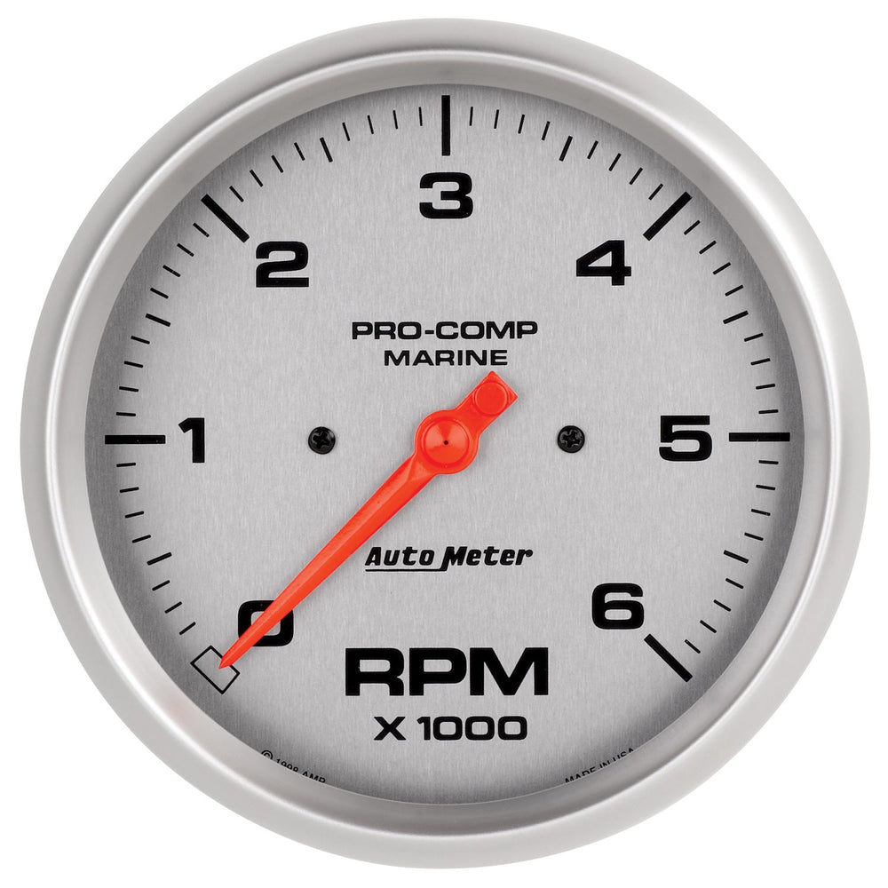 GAUGE TACHOMETER 5IN 6K RPM MARINE SILVER