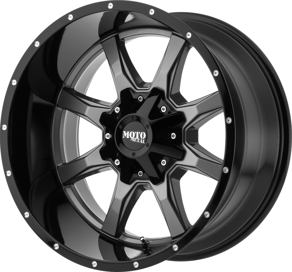 MO970 18x9 5x139.70/5x150.00 GLOSS GREY CENTER W/ GLOSS BLACK LIP (18 mm)