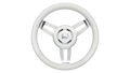 WHITE LEATHER CHROME HUB 13.8'