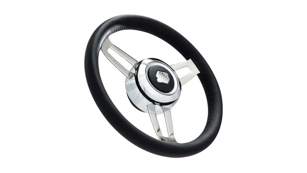 WHITE LEATHER CHROME HUB 13.8'