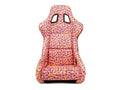 NRG FRP Bucket Seat PRISMA SAVAGE Edition White Pearlized Back Wild Thornberry Leopard Print - Large