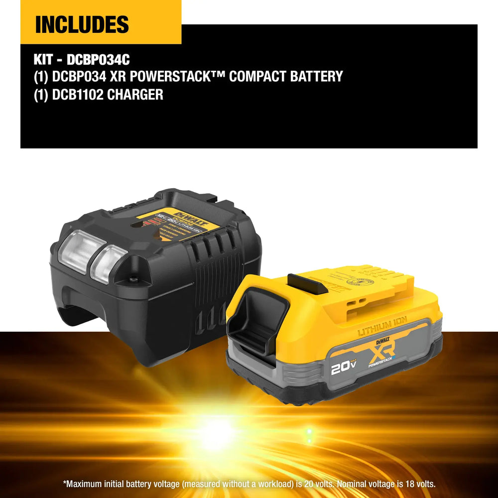 20V MAX POWERSTACK 1.7AH LITHIUM ION COMPACT BATTERY W/LED CHARGE INDICATOR STARTER KIT