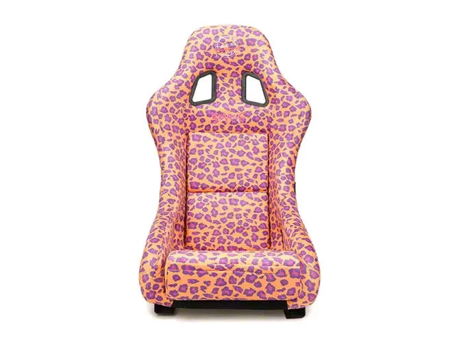 NRG FRP Bucket Seat PRISMA SAVAGE Edition White Pearlized Back Wild Thornberry Leopard Print - Med