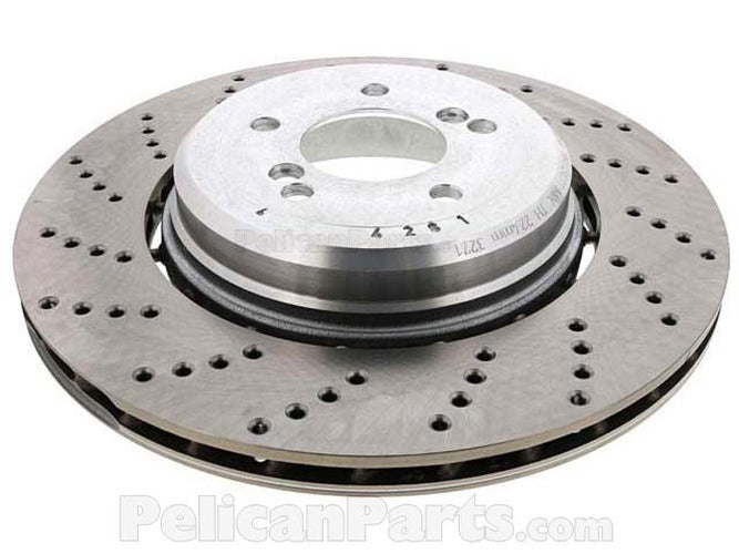 SHW 06-10 BMW M5 5.0L Left Rear Cross-Drilled Lightweight Brake Rotor (34212282807)