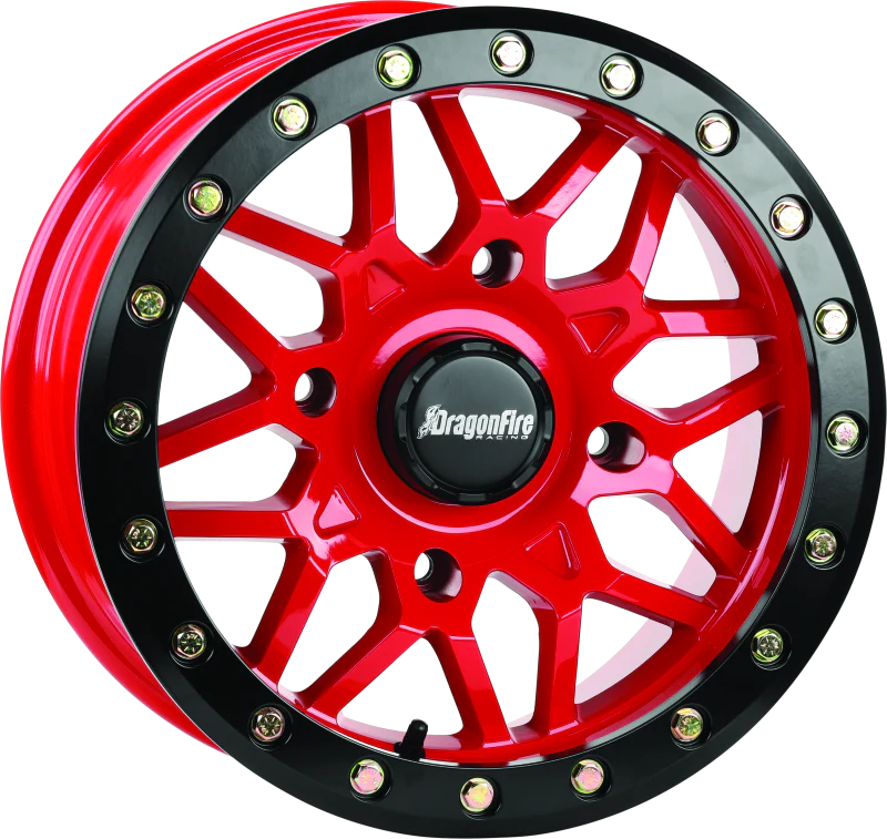 DragonFire Racing Typhon Wheel 14X7 4/156 5+2 +10 Machined Red