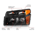 0406 CANYON CRYSTAL (OE REPLACEMENT) HEADLIGHT SET (4PCS) BLACK AMBER