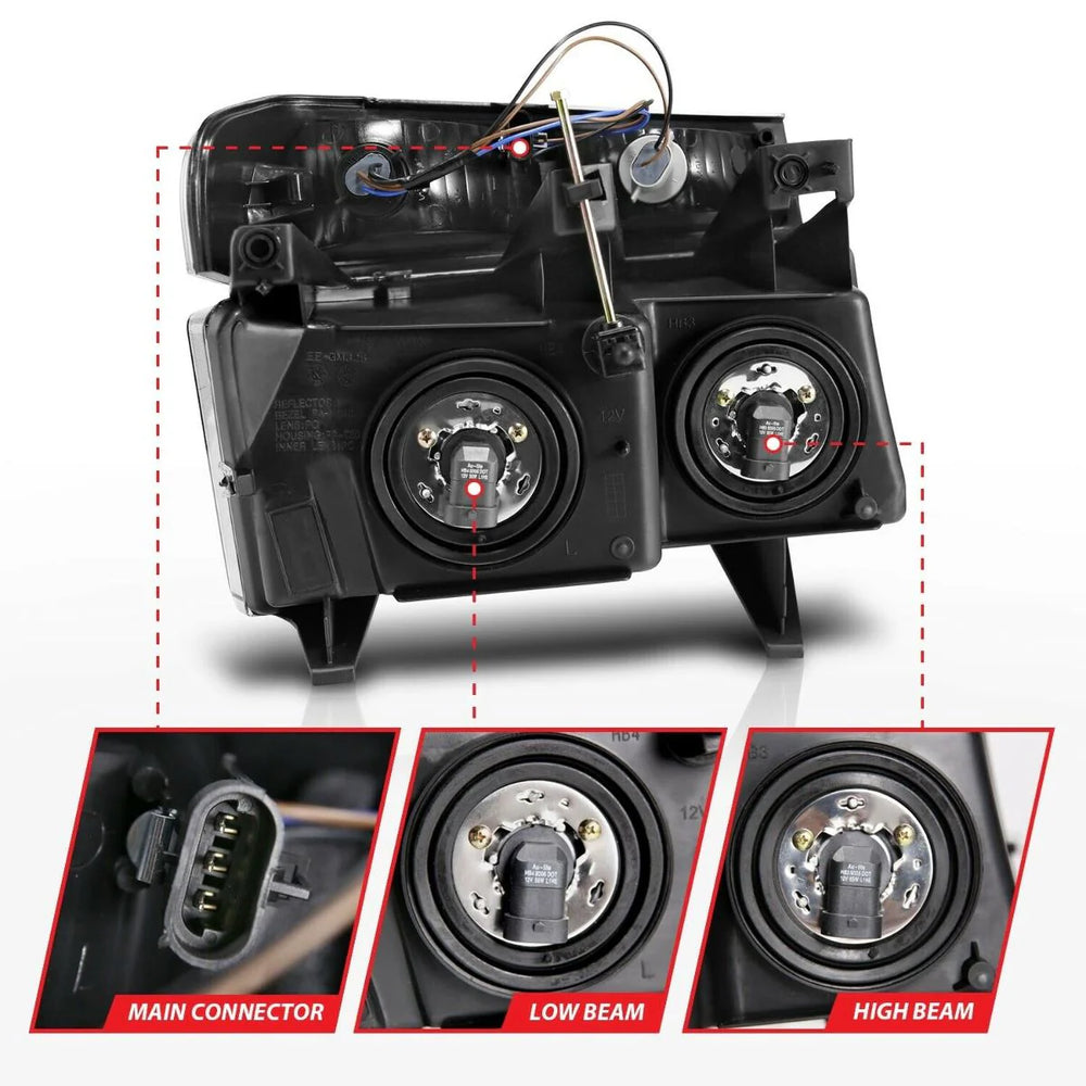 0406 CANYON CRYSTAL (OE REPLACEMENT) HEADLIGHT SET (4PCS) BLACK AMBER