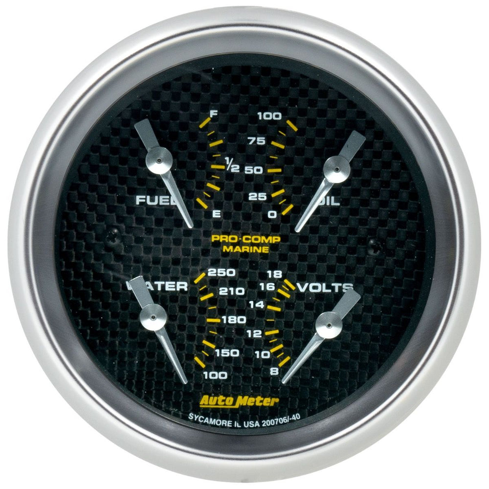 Autometer Marine White 3-3/8in Gauge - 100PSI