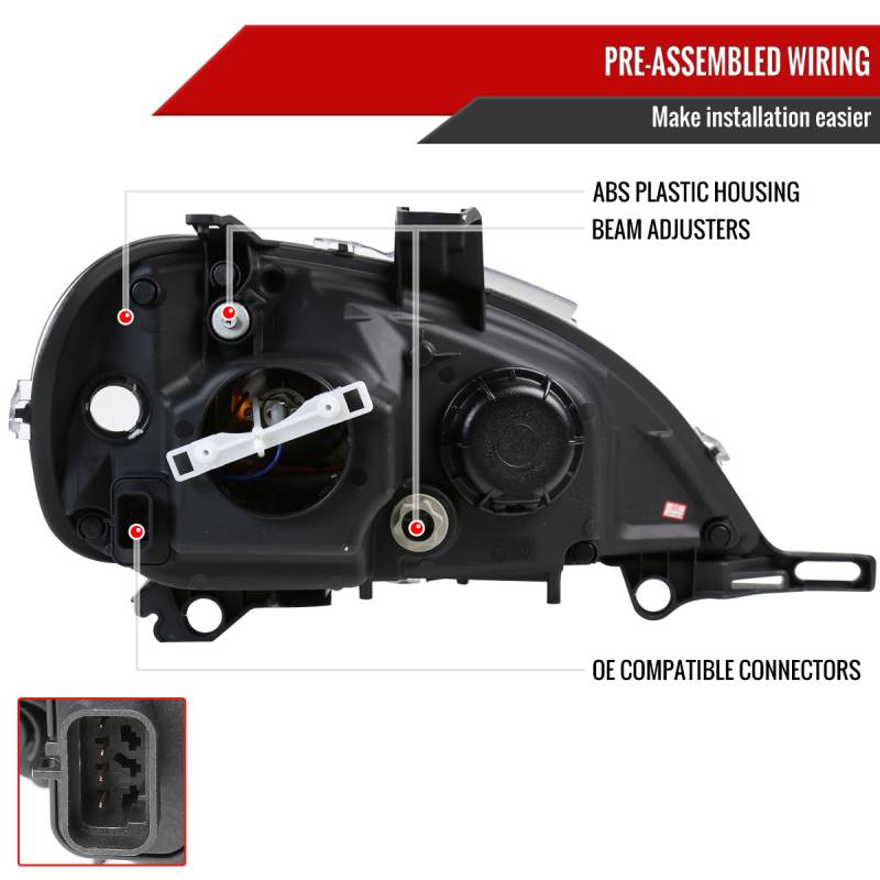 ML PROJECTOR HEADLIGHTS GLOSSY BLAC