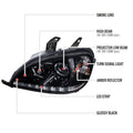 ML PROJECTOR HEADLIGHTS GLOSSY BLAC