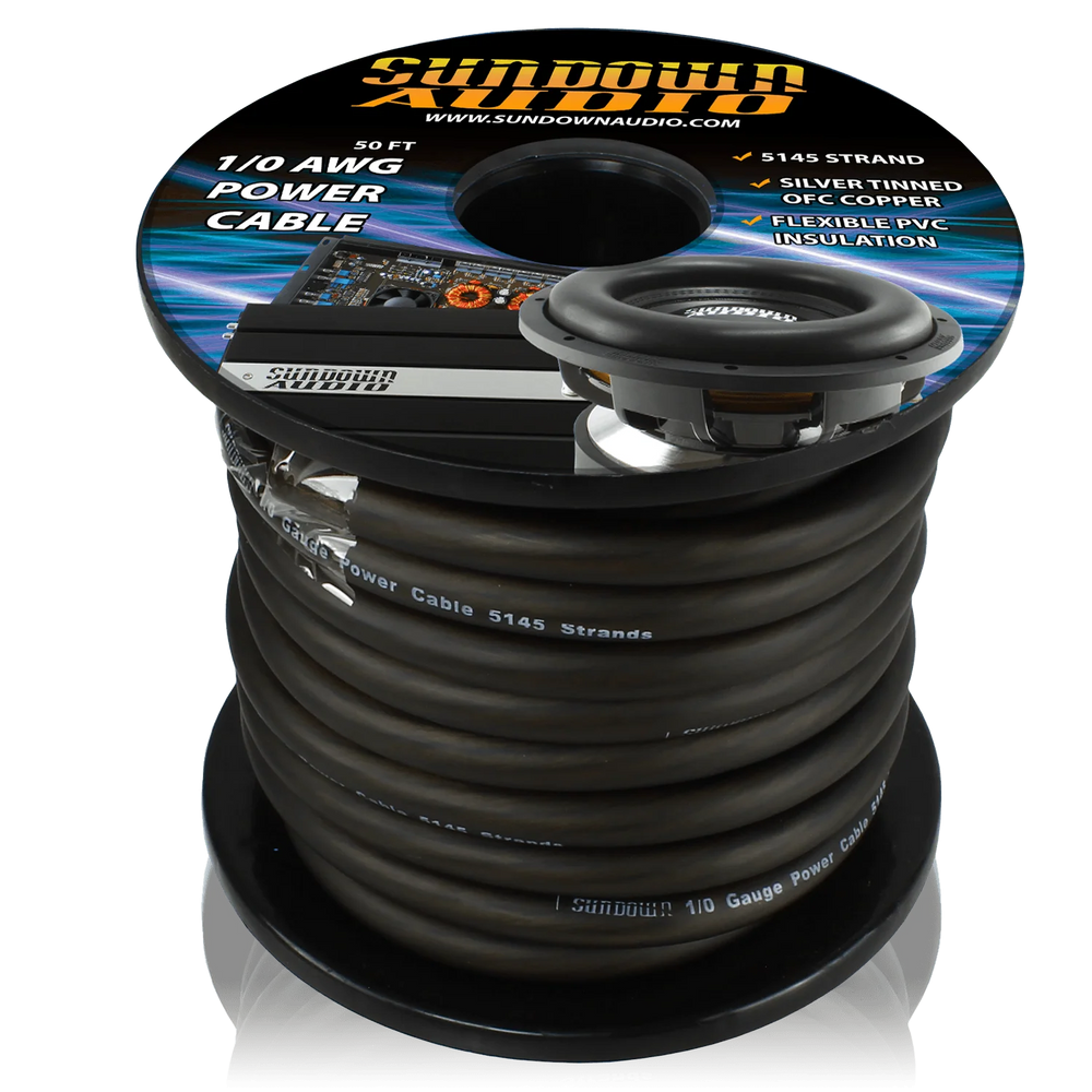 CABLE 1/0 GA @ 50 FT BLACK RCA CABLE