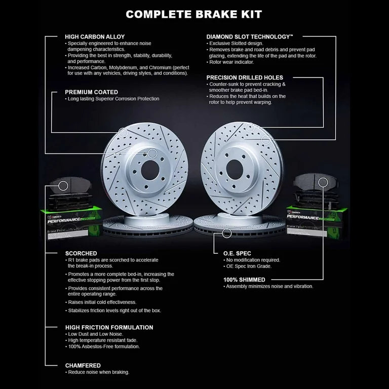 R1 Concepts Brake Rotor- Carbon Coated - D/S Fits Lexus GS350