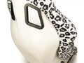 NRG FRP Bucket Seat PRISMA SAVAGE Edition White Pearlized Back Snow Leopard Print - Medium