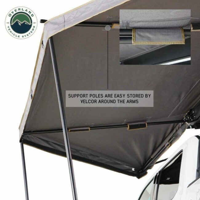 Overland Vehicle Systems HD Nomadic 180 LTE - Awning Grey Body Green Trim Black Travel Cover
