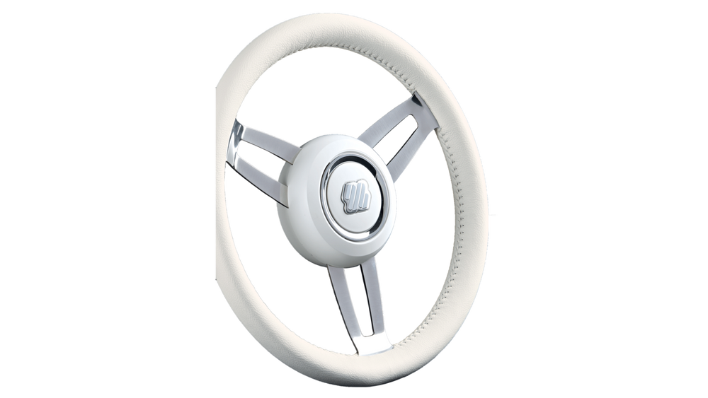 GREY LEATHER CHROME HUB 13.8'