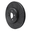 R1 09-17 BMW 550I GT Right Front Drilled & Slotted Black Brake Rotor
