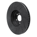 R1 09-17 BMW 550I GT Right Front Drilled & Slotted Black Brake Rotor