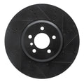 R1 09-17 BMW 550I GT Right Front Drilled & Slotted Black Brake Rotor