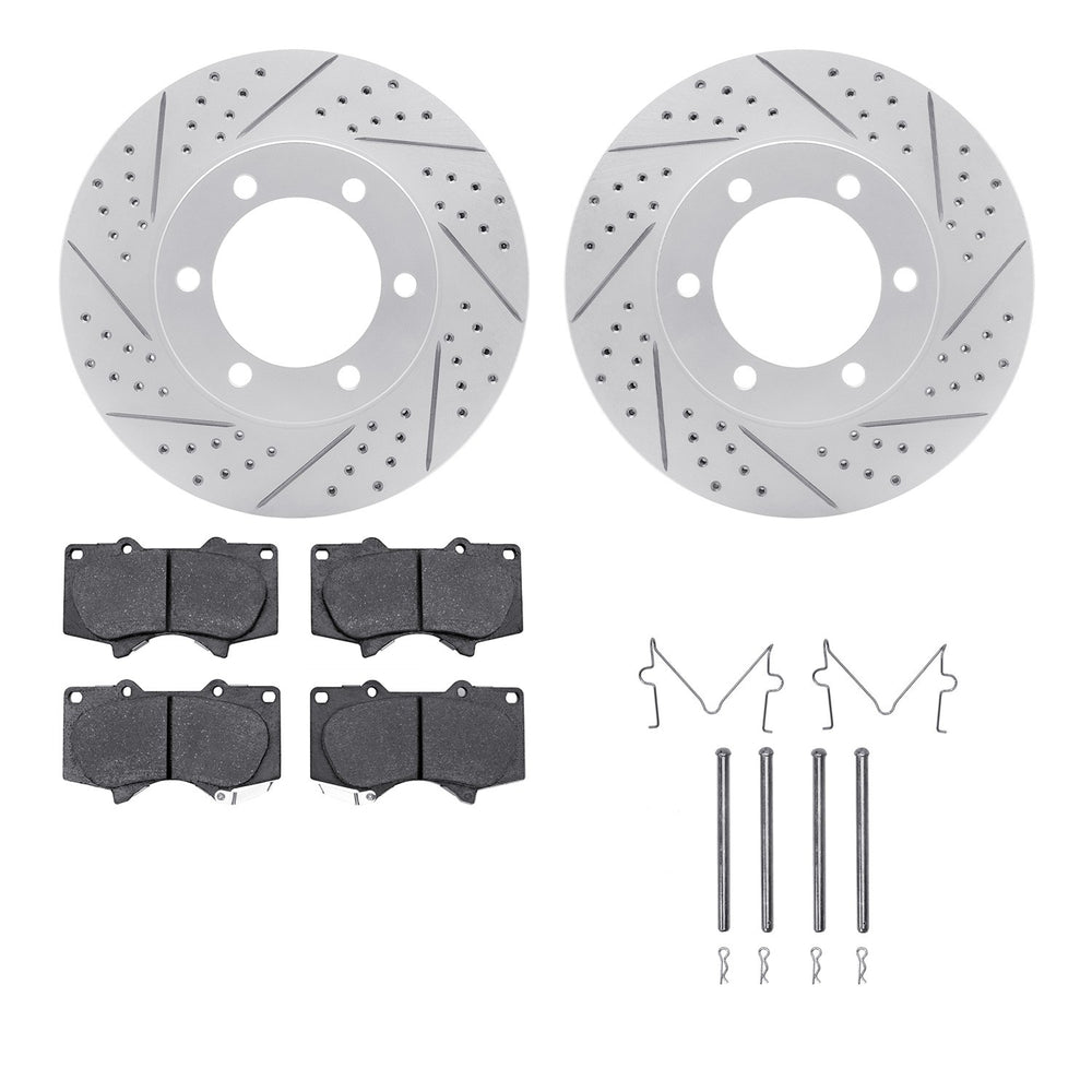 DFC 00-07 Toyota Tundra Front Drilled & Slotted Geoperformance Rotors 5000 Advanced Pads w/Hardware