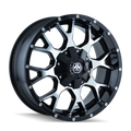 ~(38 lbs. 20X20X10)~ WARRIOR (8015) BLACK/MACHINED FACE 18X9 6-135/6-139.7 -12MM 108MM