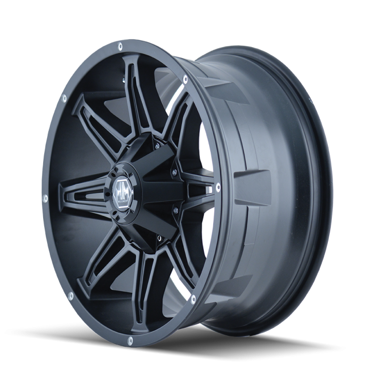 ~(38 lbs. 20X20X10)~ RAMPAGE (8090) MATTE BLACK 18X9 8-180 18MM 124.1MM