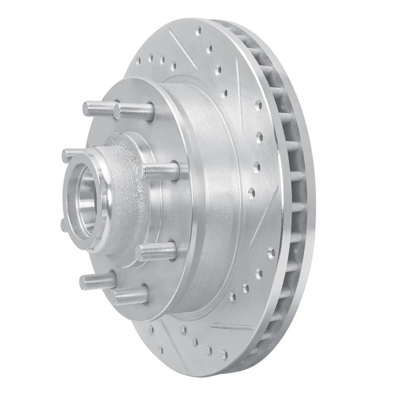 R1 1988-1996 Chevrolet C3500 Front Right Drilled & Slotted Silver Brake Rotor