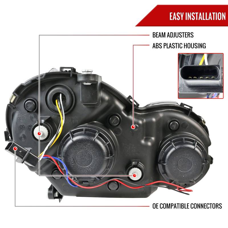 PROJECTOR HEADLIGHTS -BLACK FOR FAC