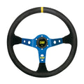 OMP Corsica Dished Steering Wheel Suede 3 Blue Anod