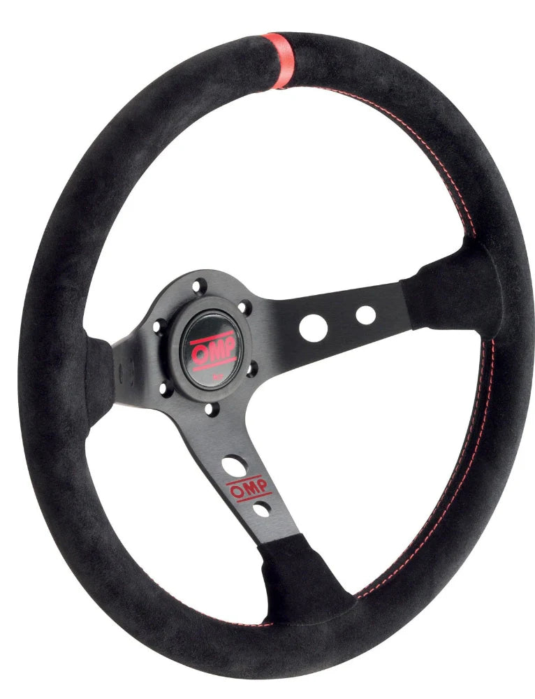 OMP Corsica Dished Steering Wheel Suede 3 Blue Anod