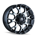 ~(38 lbs. 20X20X10)~ WARRIOR (8015) BLACK/MACHINED FACE 18X9 6-135/6-139.7 18MM 108MM