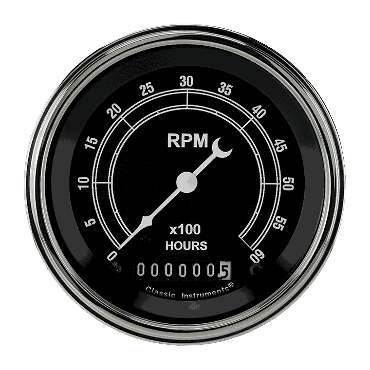 TRADITN 3IN HOURMETER TACH 6000 RPM