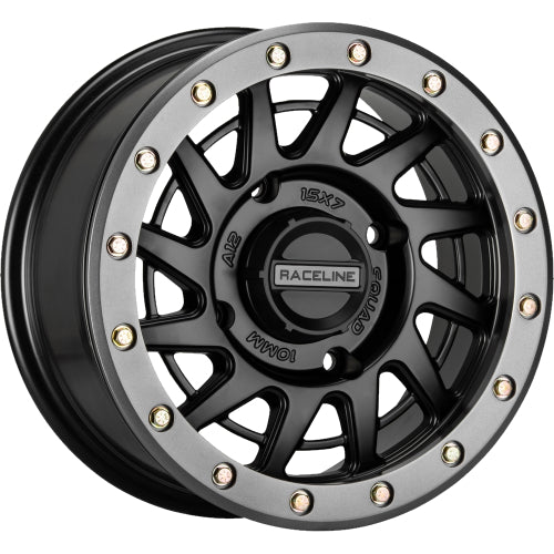 Raceline Wheels SQUAD SATIN BLACK W GUNMETAL RING 15X7 4X137 38