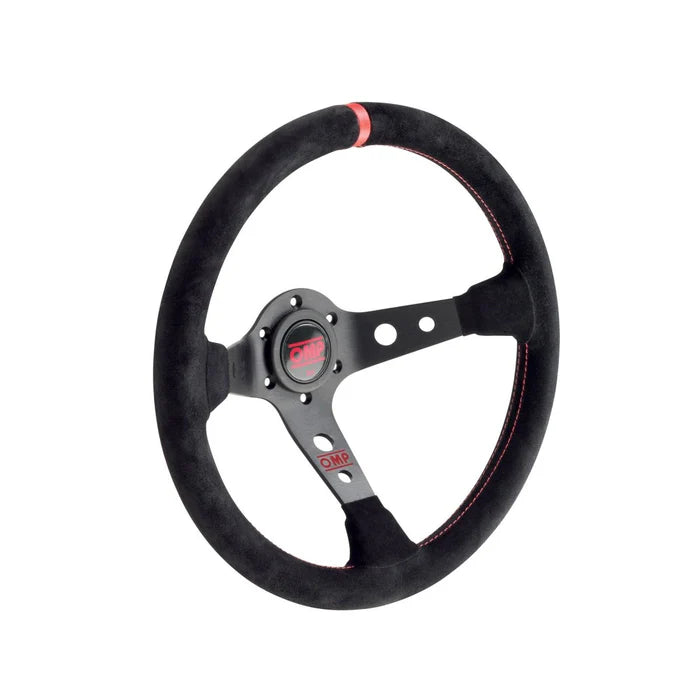 OMP Corsica Steering Wheel - Black Suede/Red
