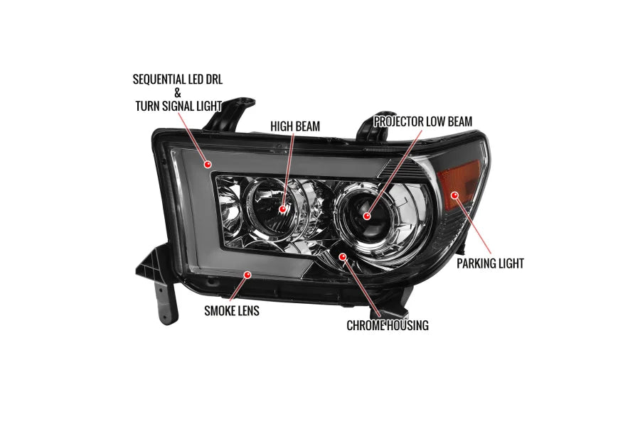 PROJECTOR HEADLIGHTS WITH AMBER REFLECTOR- SMOKE