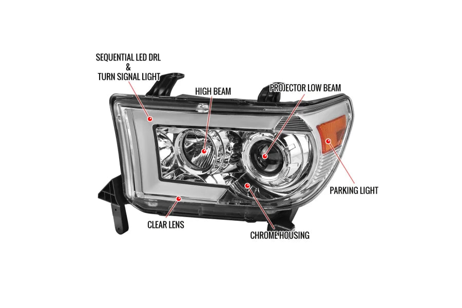 PROJECTOR HEADLIGHTS WITH AMBER REFLECTOR- CHROME