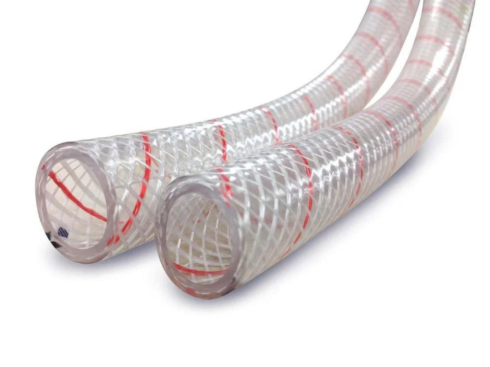 1 1/8" CLR REINF PVC W/RED TRACER