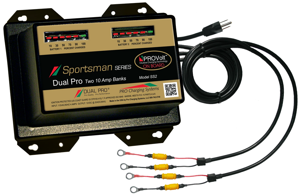 DUAL PRO SPORTSMAN SRS LITHIUM/AGM TWO BANK 12V/10A SEALED WATERPROOF CHARGER