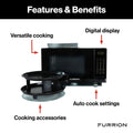 FURRION 0.9 CUFT BUILTIN AIRFRY MICROWAVE UNDER COUNTER DOOR LOCK BLK